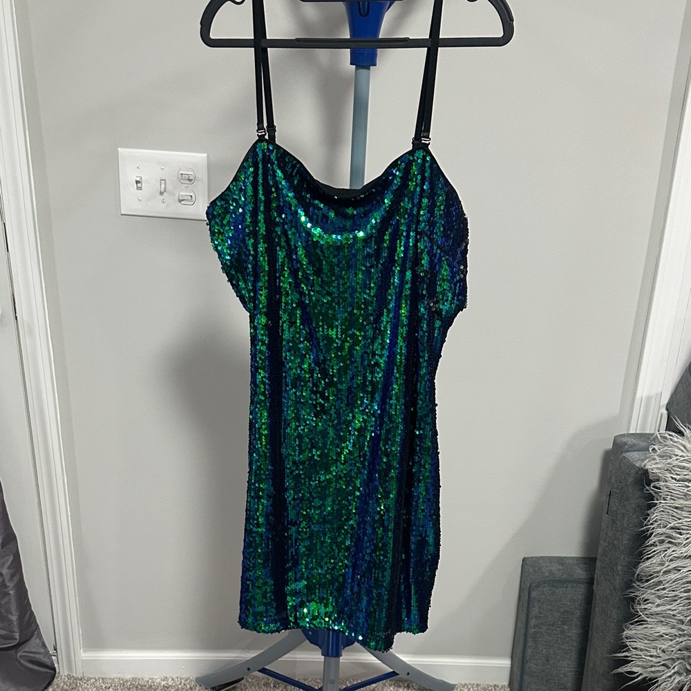 Forever 21 Shimmering Green and Blue Mini Dress